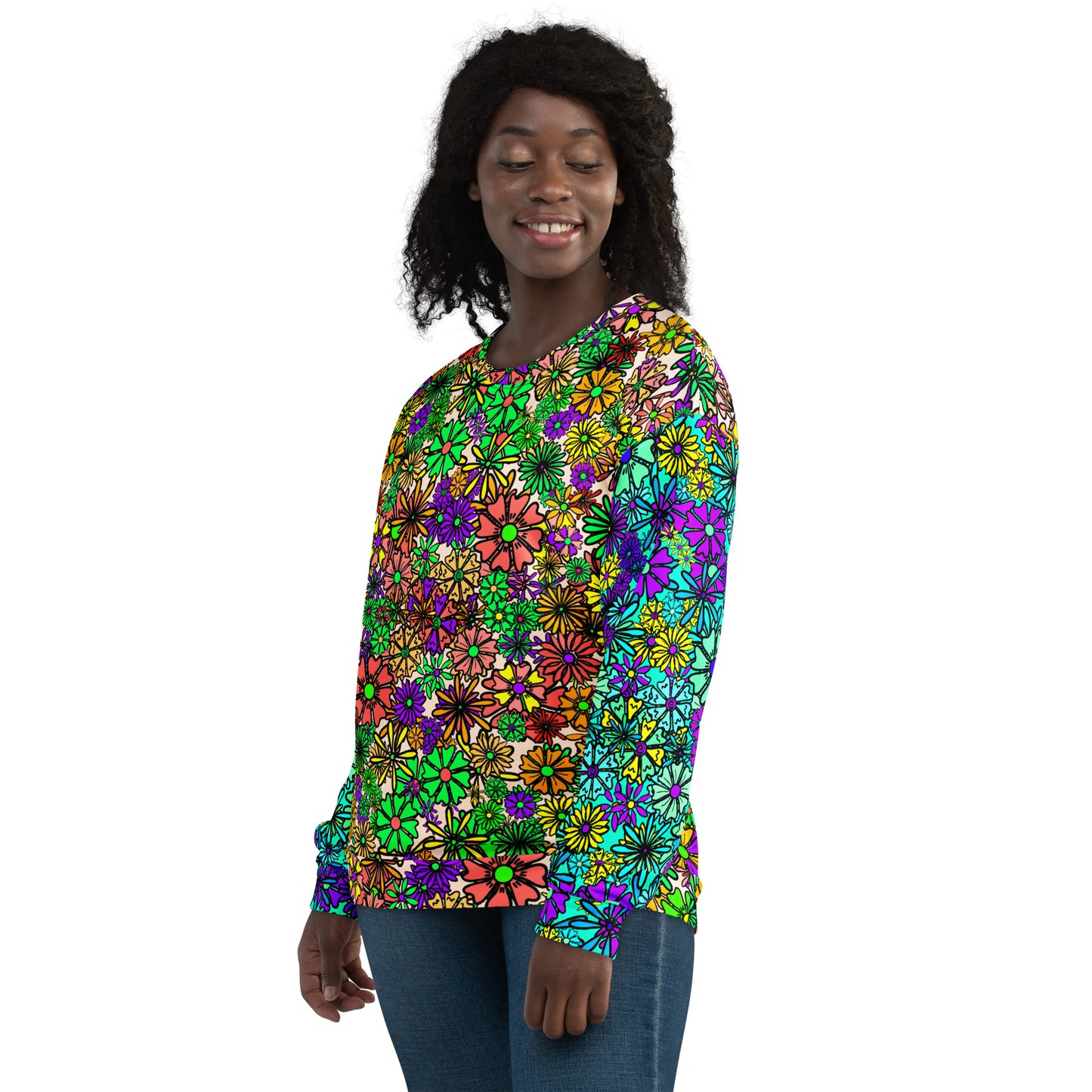 Forbidden Flower {Blue/Green} - Extra Comfy Sweatshirt w Fleece Inside (Sizes 2X-6X)