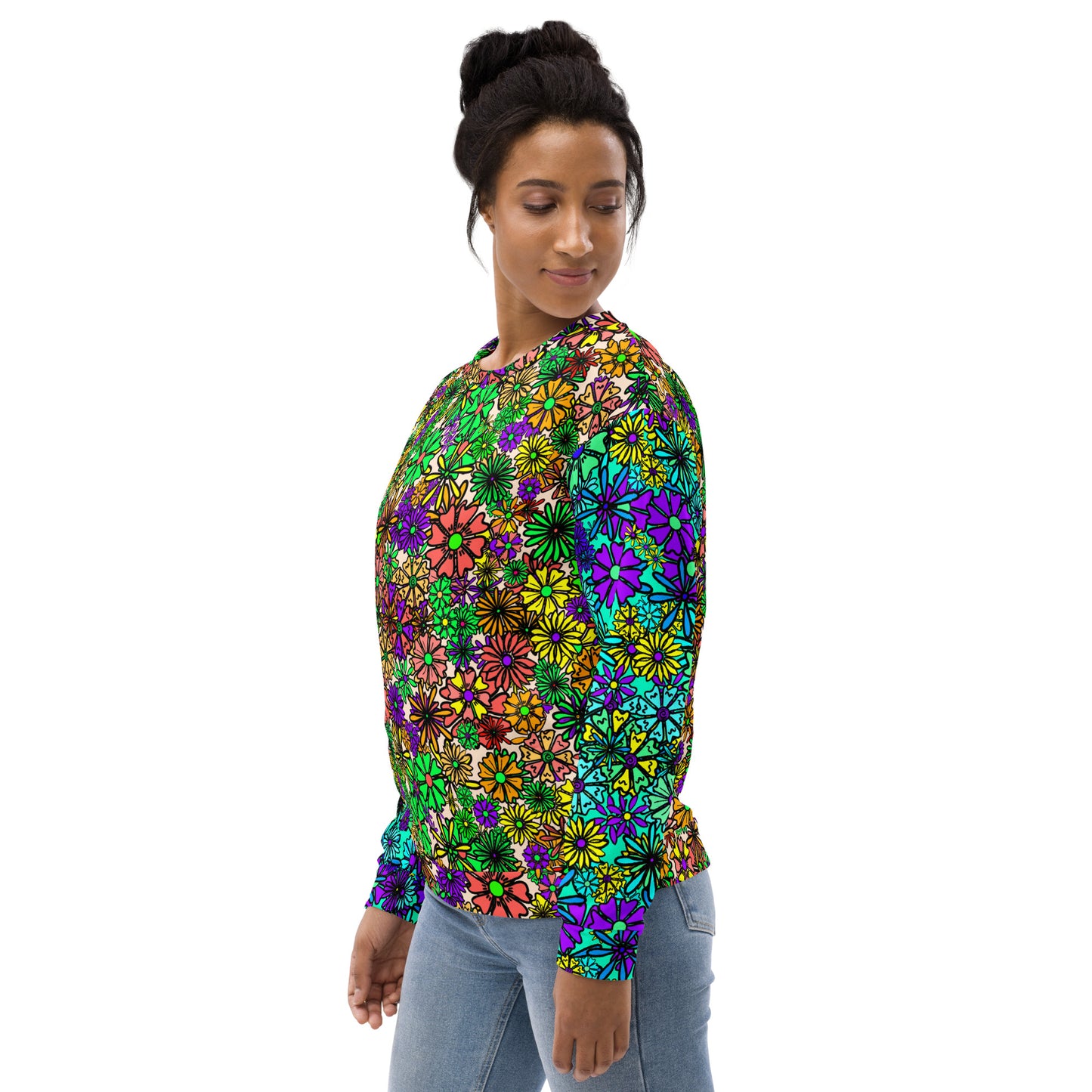 Forbidden Flower {Blue/Green} - Extra Comfy Sweatshirt w Fleece Inside (Sizes 2X-6X)