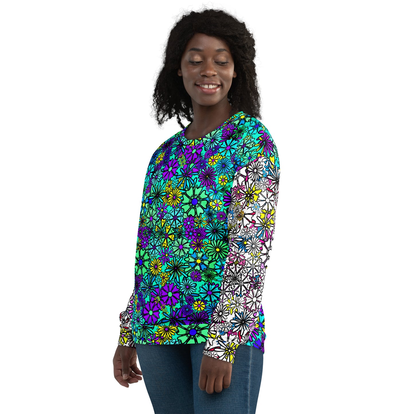 Forbidden Flower {Blue/White} - Extra Comfy Sweatshirt w Fleece Inside (Sizes 2X-6X) [FREE SHIPPING]