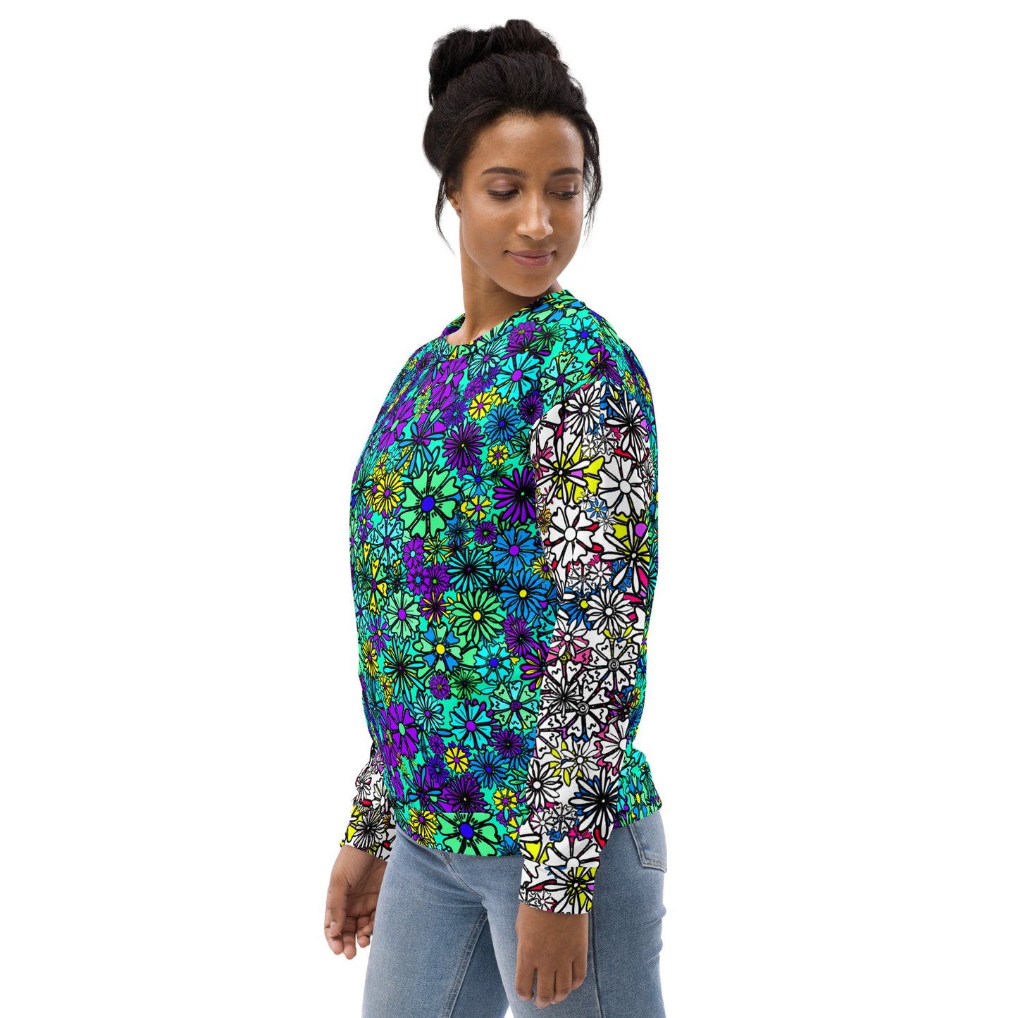 Forbidden Flower {Blue/White} - Extra Comfy Sweatshirt w Fleece Inside (Sizes 2X-6X) [FREE SHIPPING]