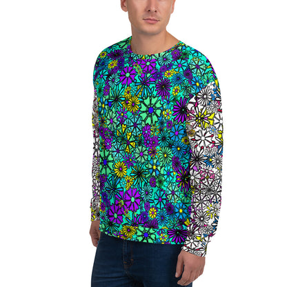 Forbidden Flower {Blue/White} - Extra Comfy Sweatshirt w Fleece Inside (Sizes 2X-6X) [FREE SHIPPING]