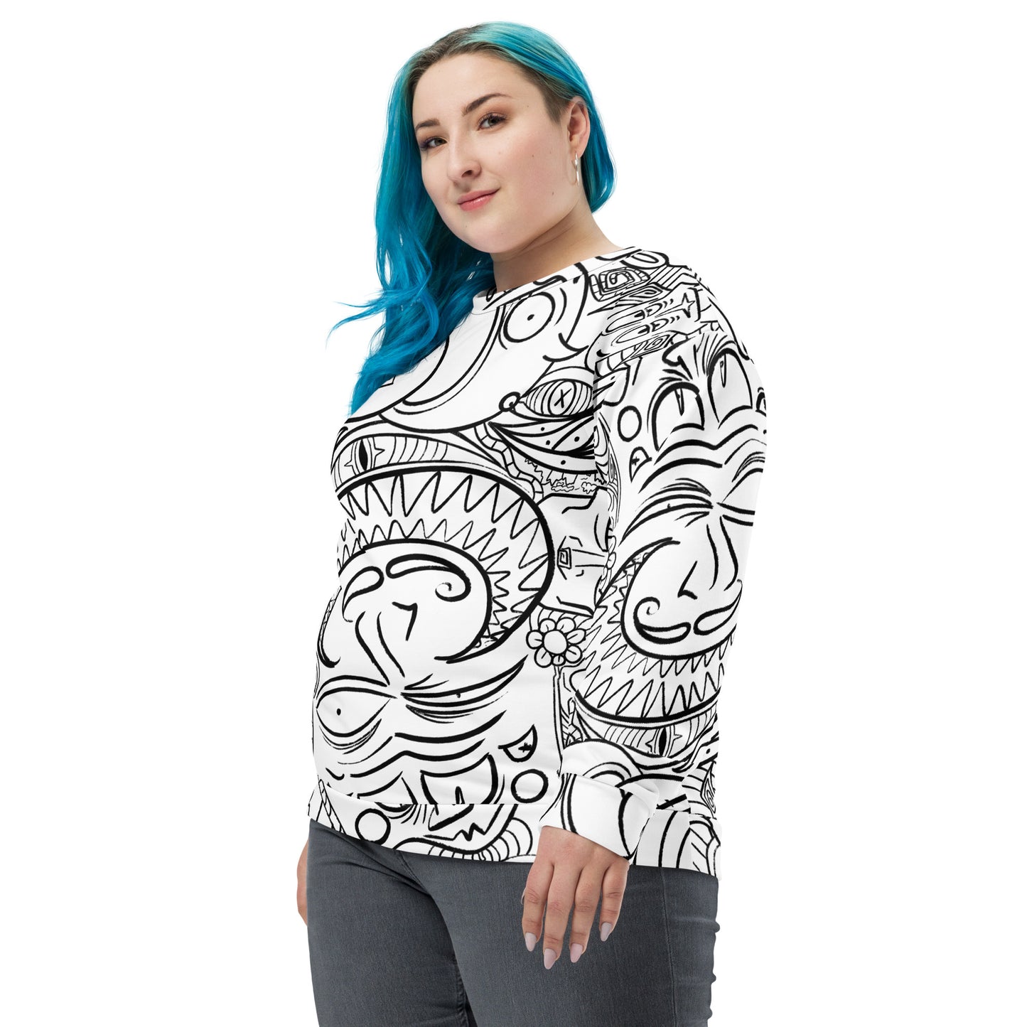 Psychadelia {White} - Extra Comfy Sweatshirt w Fleece Inside (Sizes 2X-6X) [FREE SHIPPING]