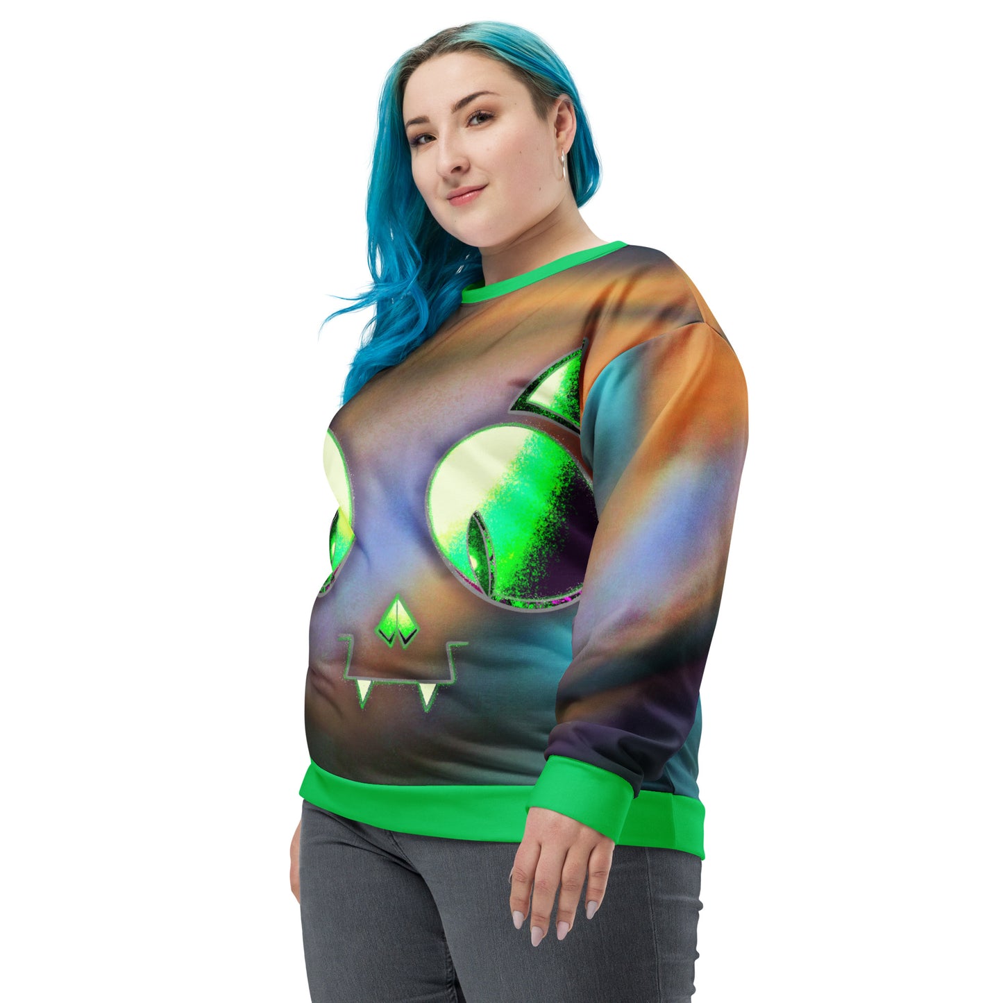 Skelecat - Extra Comfy Sweatshirt w Fleece Inside (Sizes 2X-6X) [FREE SHIPPING]