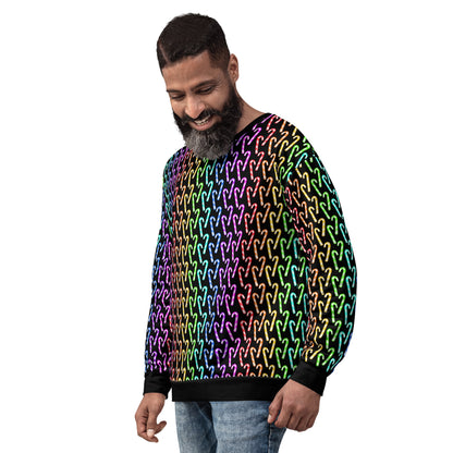 Candy Cane Rainbow (Black) | Extra Comfy Sweatshirt w Fleece Inside (Sizes 2X-6XL) [FREE SHIPPING]