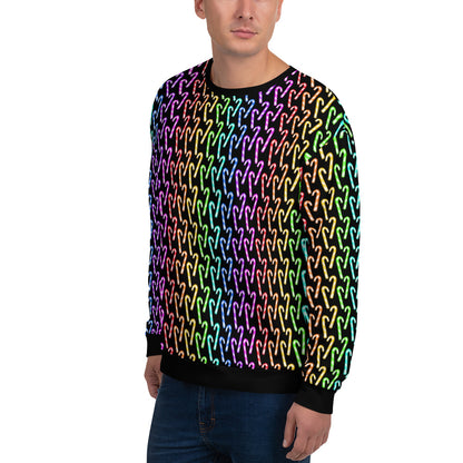 Candy Cane Rainbow (Black) | Extra Comfy Sweatshirt w Fleece Inside (Sizes 2X-6XL) [FREE SHIPPING]