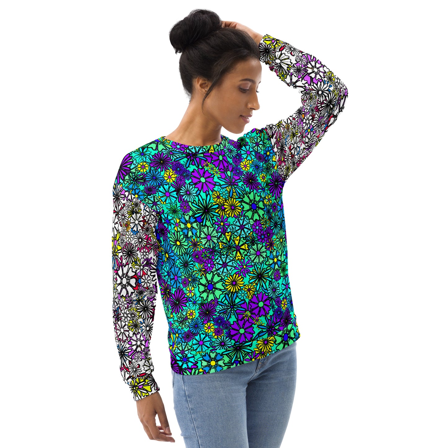 Forbidden Flower {Blue/White} - Extra Comfy Sweatshirt w Fleece Inside (Sizes 2X-6X) [FREE SHIPPING]