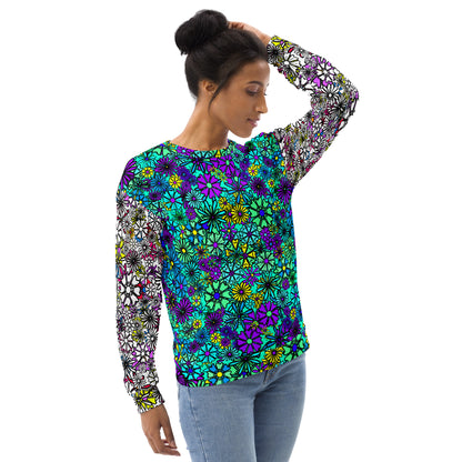 Forbidden Flower {Blue/White} - Extra Comfy Sweatshirt w Fleece Inside (Sizes 2X-6X) [FREE SHIPPING]