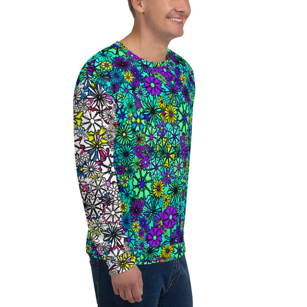 Forbidden Flower {Blue/White} - Extra Comfy Sweatshirt w Fleece Inside (Sizes 2X-6X) [FREE SHIPPING]