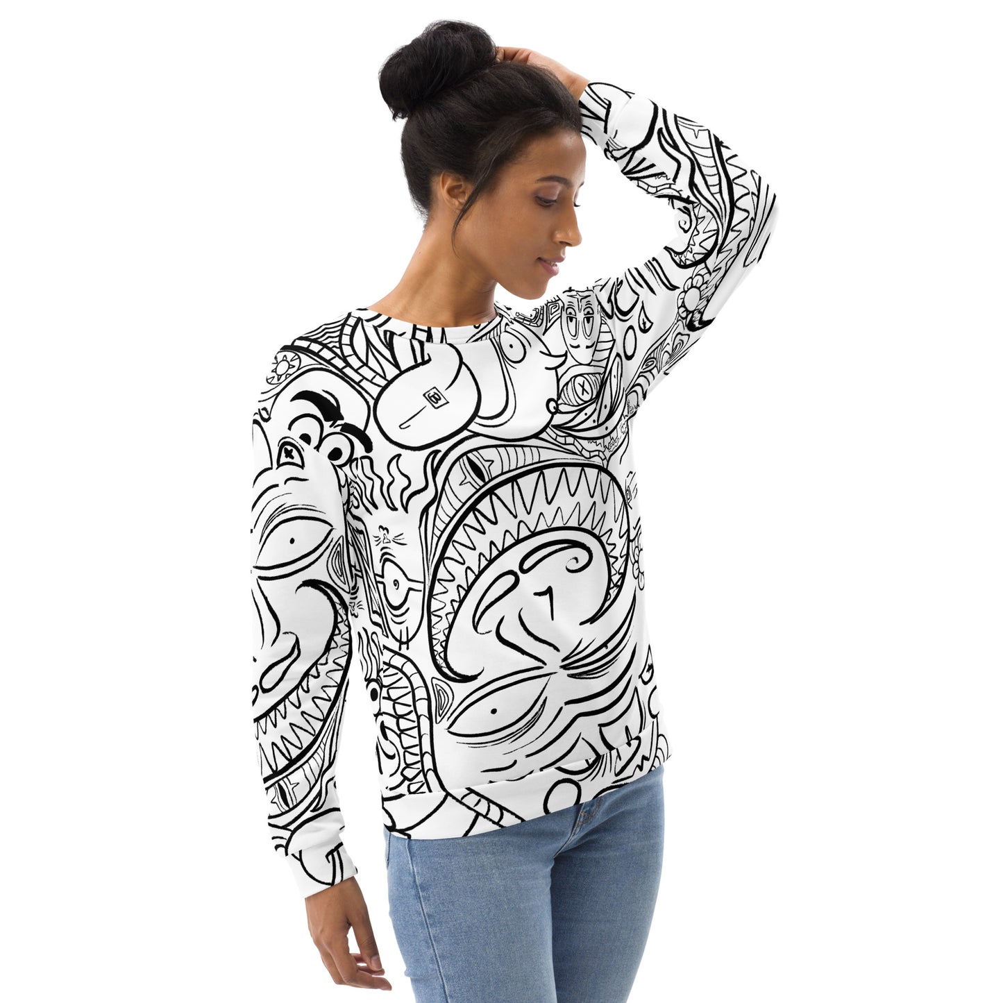 Psychadelia {White} - Extra Comfy Sweatshirt w Fleece Inside (Sizes 2X-6X) [FREE SHIPPING]