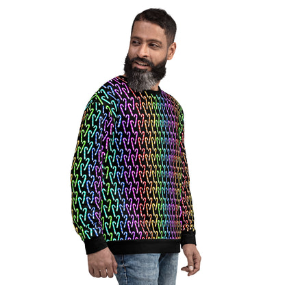 Candy Cane Rainbow (Black) | Extra Comfy Sweatshirt w Fleece Inside (Sizes 2X-6XL) [FREE SHIPPING]