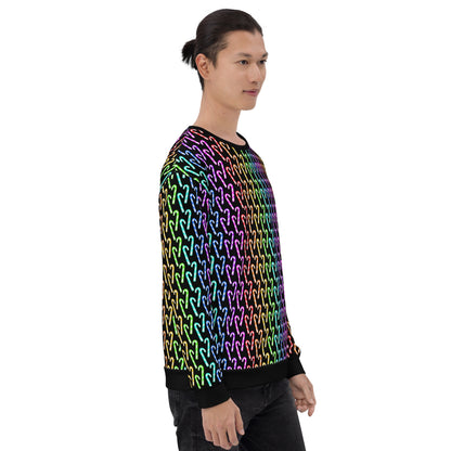 Candy Cane Rainbow (Black) | Extra Comfy Sweatshirt w Fleece Inside (Sizes 2X-6XL) [FREE SHIPPING]