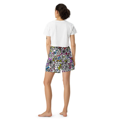 Forbidden Flower {WHITE} All-Over Print Unisex Athletic Long Shorts [Sizes 2XS-6XL] [FREE SHIPPING]