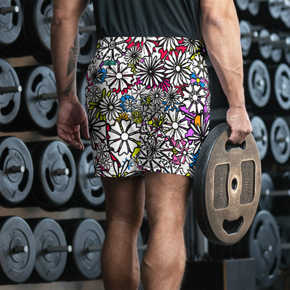 Forbidden Flower {WHITE} All-Over Print Unisex Athletic Long Shorts [Sizes 2XS-6XL] [FREE SHIPPING]