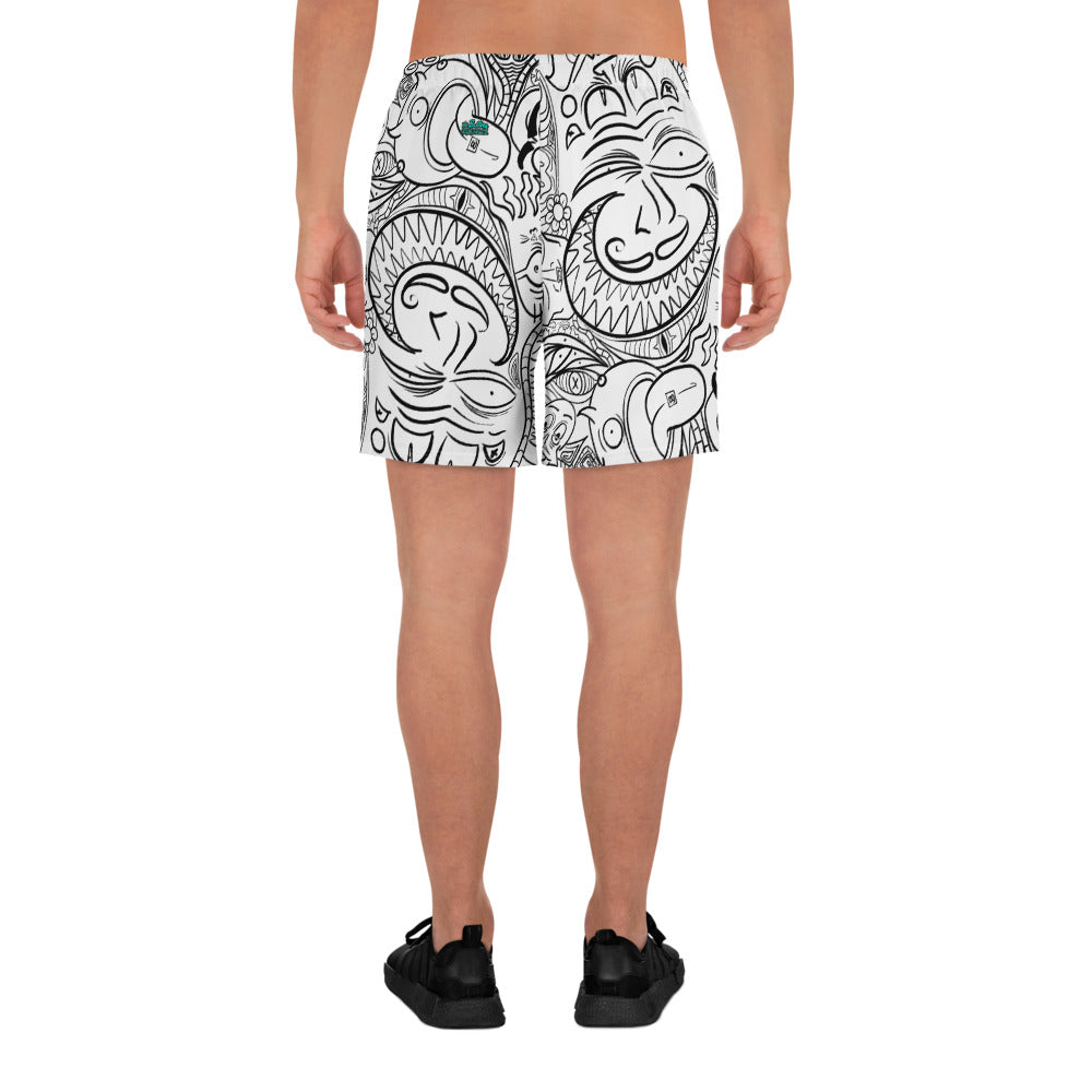 Psychadelia {WHITE} All-Over Print Unisex Athletic Long Shorts [Sizes 2XS-6XL] [FREE SHIPPING]