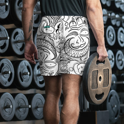 Psychadelia {WHITE} All-Over Print Unisex Athletic Long Shorts [Sizes 2XS-6XL] [FREE SHIPPING]