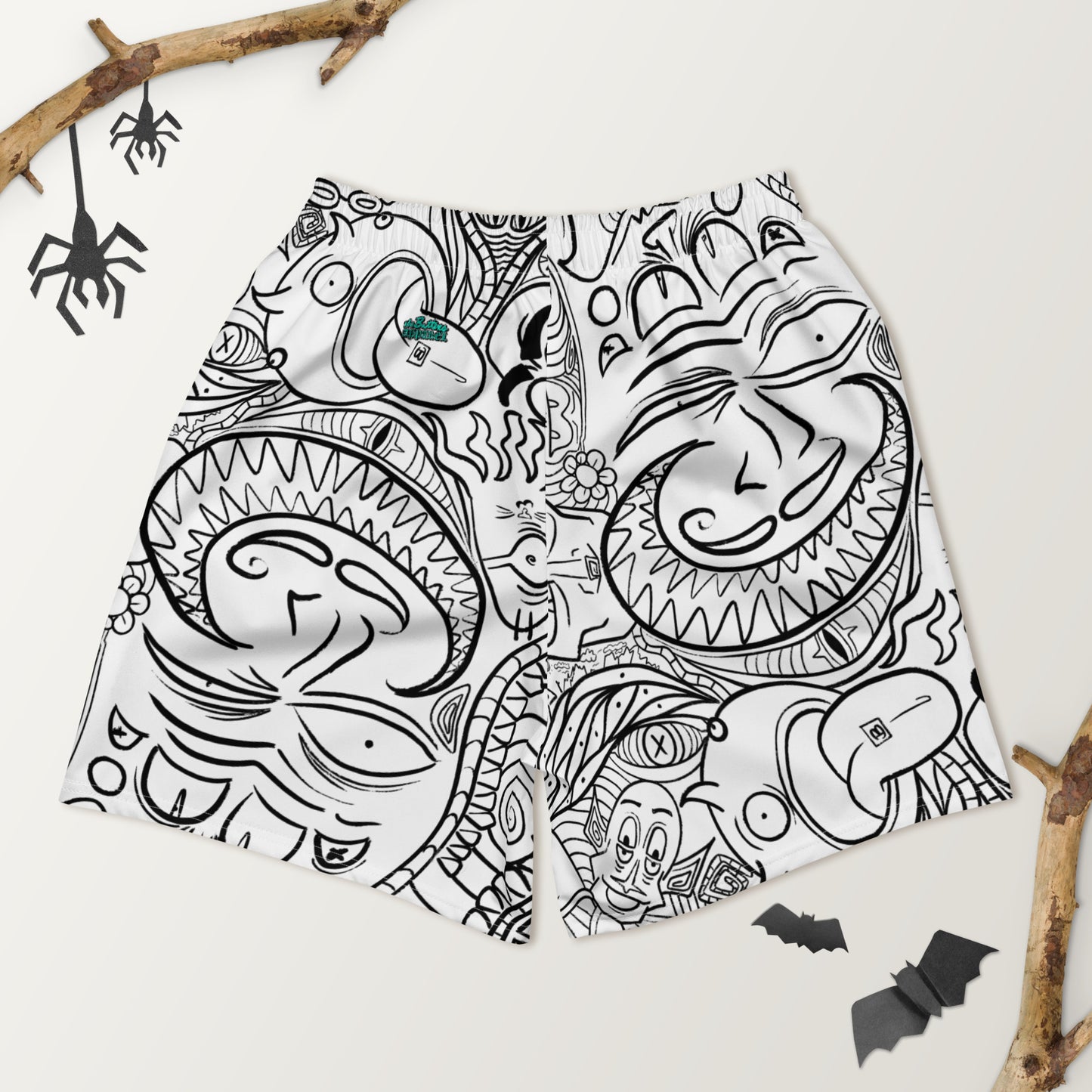 Psychadelia {WHITE} All-Over Print Unisex Athletic Long Shorts [Sizes 2XS-6XL] [FREE SHIPPING]