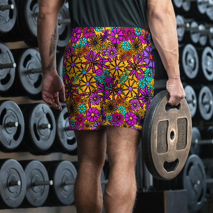 Forbidden Flower {ORANGE} All-Over Print Unisex Athletic Long Shorts [Sizes 2XS-6XL] [FREE SHIPPING]