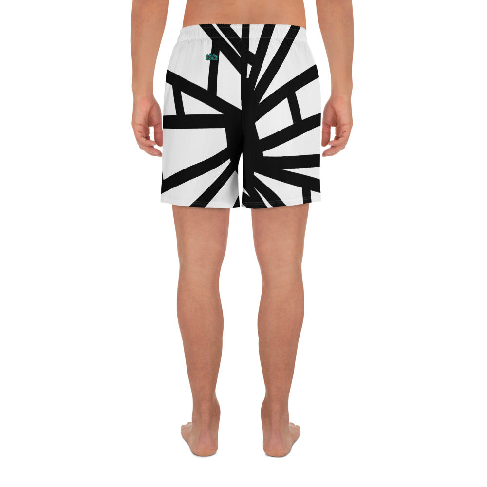 Shattered in Black & White All-Over Print Unisex Athletic Long Shorts [Sizes 2XS-6XL] [FREE SHIPPING]