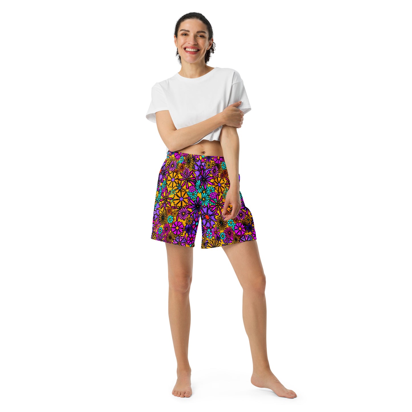 Forbidden Flower {ORANGE} All-Over Print Unisex Athletic Long Shorts [Sizes 2XS-6XL] [FREE SHIPPING]