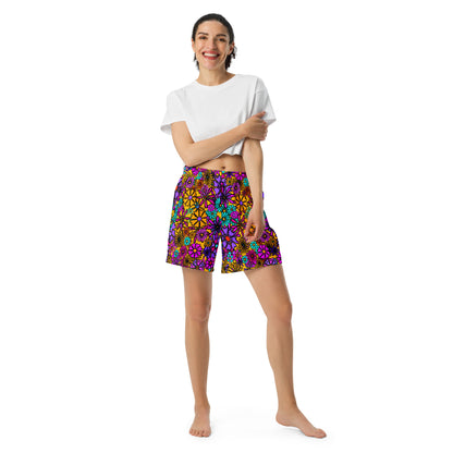 Forbidden Flower {ORANGE} All-Over Print Unisex Athletic Long Shorts [Sizes 2XS-6XL] [FREE SHIPPING]