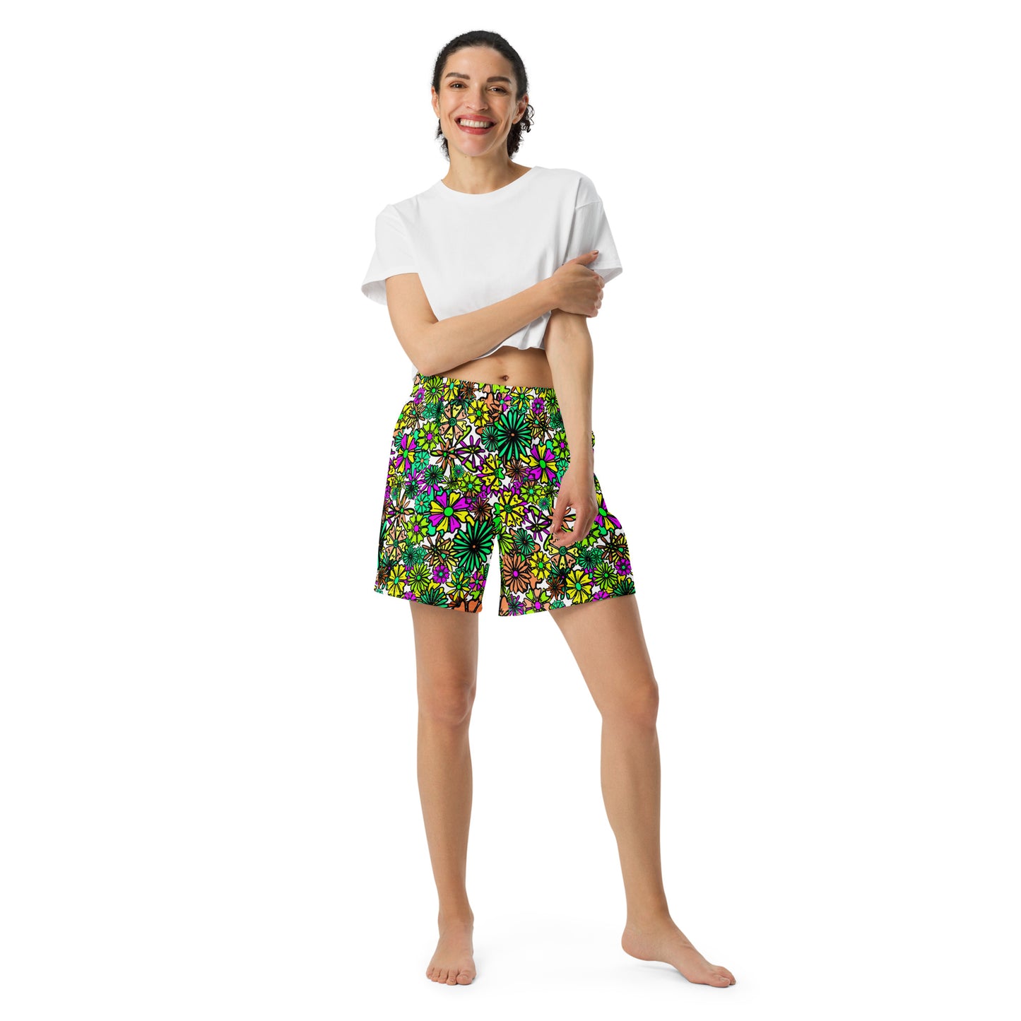 Forbidden Flower {GREEN} All-Over Print Unisex Athletic Long Shorts [Sizes 2XS-6XL] [FREE SHIPPING]