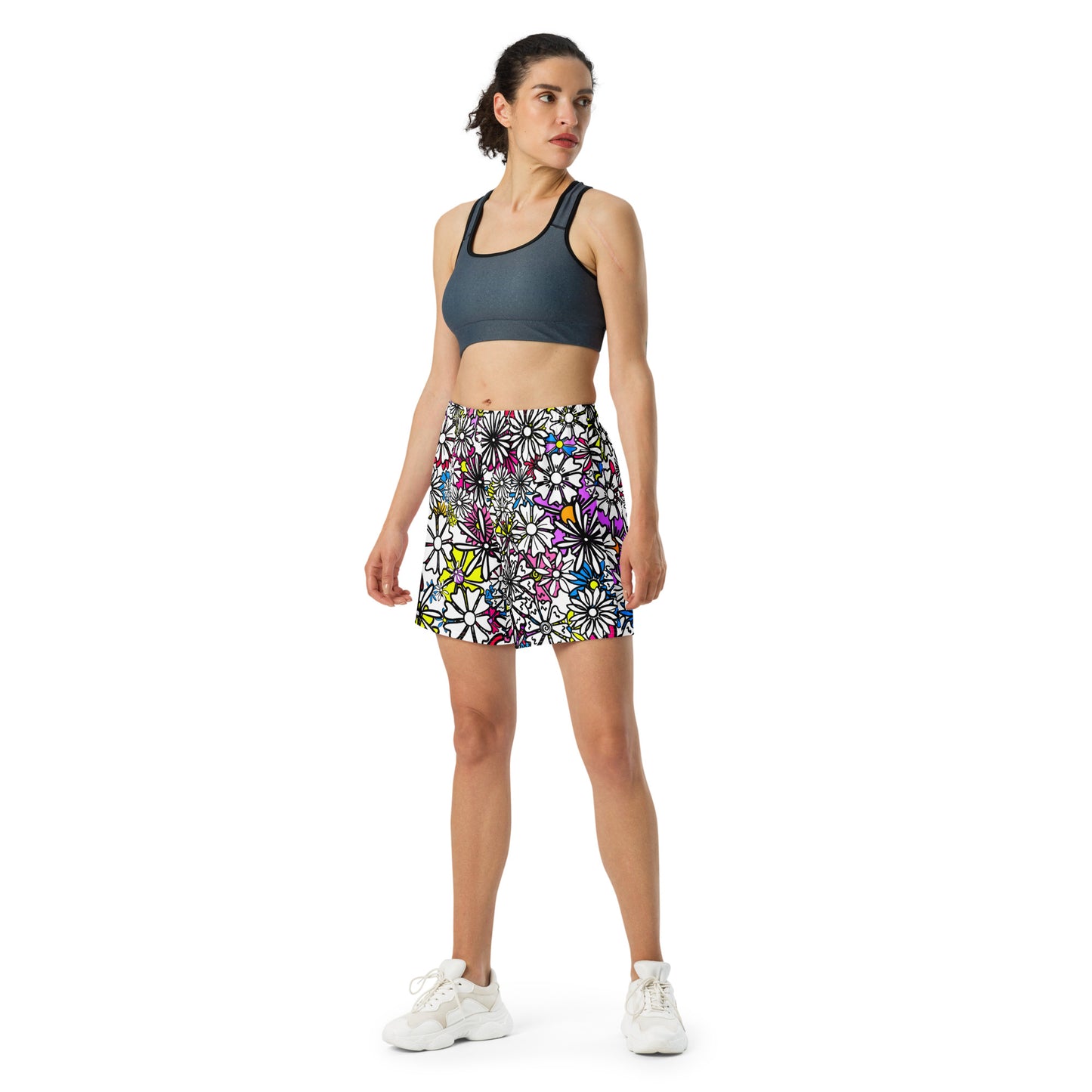 Forbidden Flower {WHITE} All-Over Print Unisex Athletic Long Shorts [Sizes 2XS-6XL] [FREE SHIPPING]