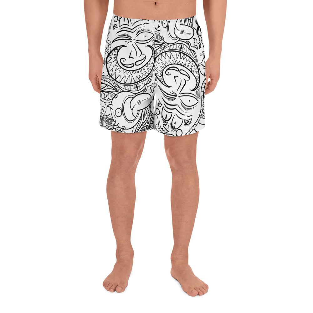 Psychadelia {WHITE} All-Over Print Unisex Athletic Long Shorts [Sizes 2XS-6XL] [FREE SHIPPING]