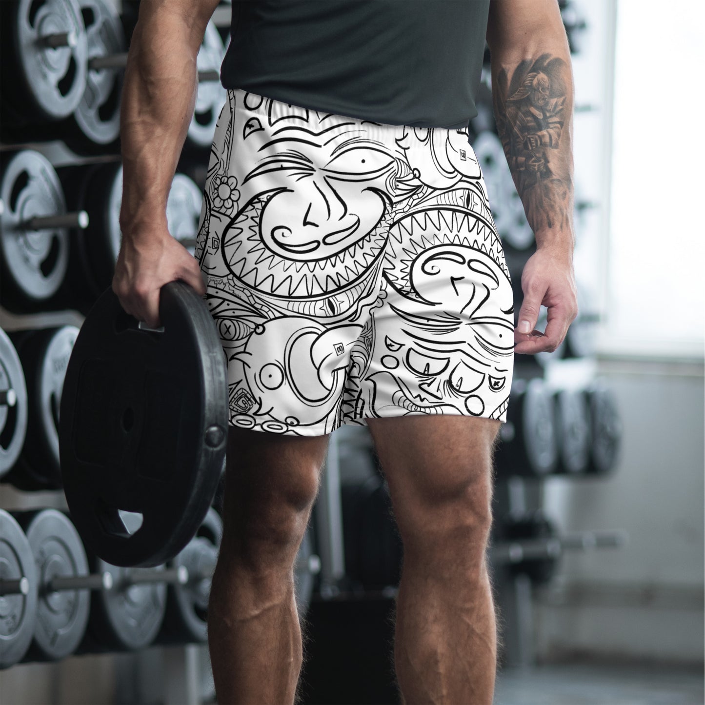 Psychadelia {WHITE} All-Over Print Unisex Athletic Long Shorts [Sizes 2XS-6XL] [FREE SHIPPING]