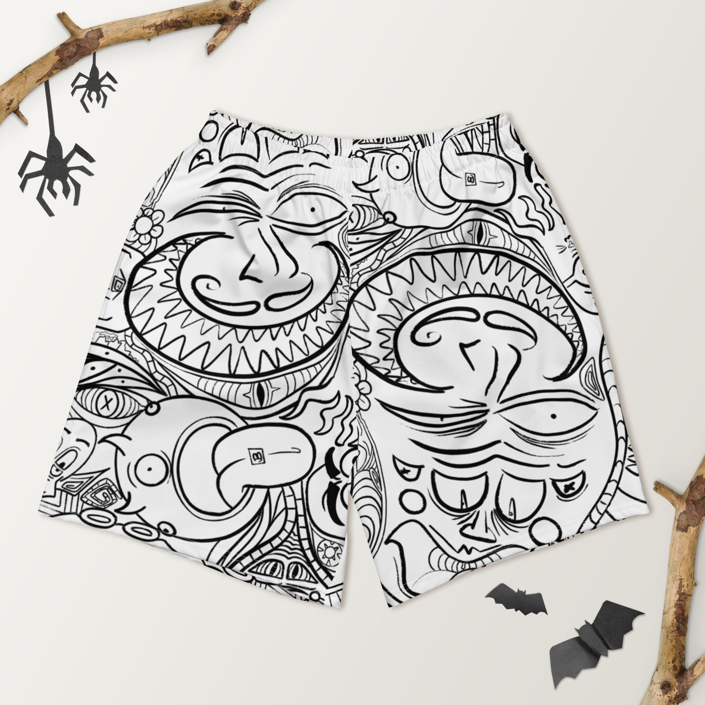 Psychadelia {WHITE} All-Over Print Unisex Athletic Long Shorts [Sizes 2XS-6XL] [FREE SHIPPING]