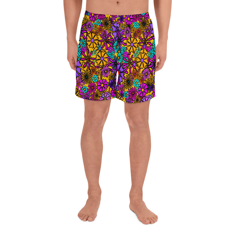 Forbidden Flower {ORANGE} All-Over Print Unisex Athletic Long Shorts [Sizes 2XS-6XL] [FREE SHIPPING]