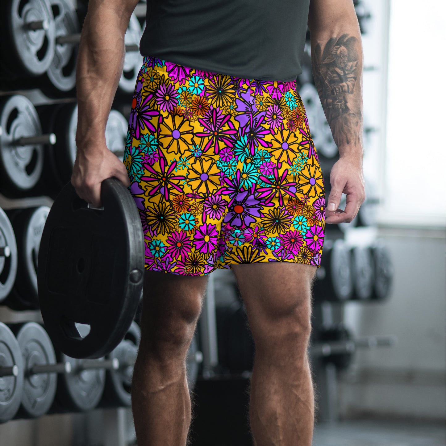 Forbidden Flower {ORANGE} All-Over Print Unisex Athletic Long Shorts [Sizes 2XS-6XL] [FREE SHIPPING]