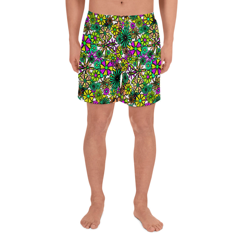 Forbidden Flower {GREEN} All-Over Print Unisex Athletic Long Shorts [Sizes 2XS-6XL] [FREE SHIPPING]