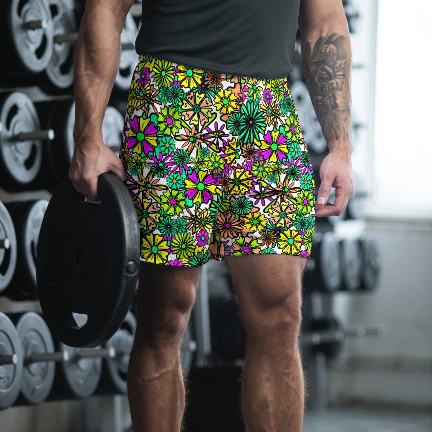 Forbidden Flower {GREEN} All-Over Print Unisex Athletic Long Shorts [Sizes 2XS-6XL] [FREE SHIPPING]