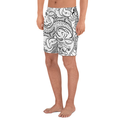 Psychadelia {WHITE} All-Over Print Unisex Athletic Long Shorts [Sizes 2XS-6XL] [FREE SHIPPING]