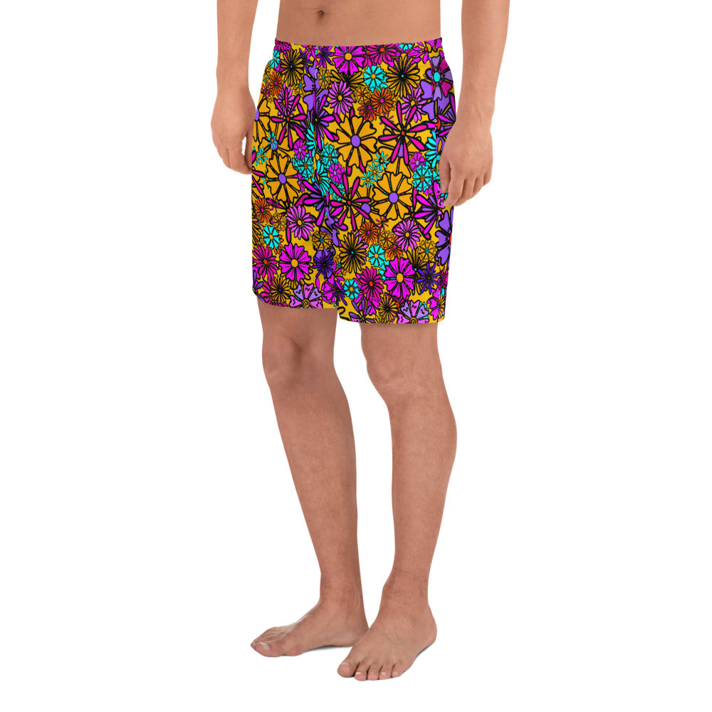 Forbidden Flower {ORANGE} All-Over Print Unisex Athletic Long Shorts [Sizes 2XS-6XL] [FREE SHIPPING]