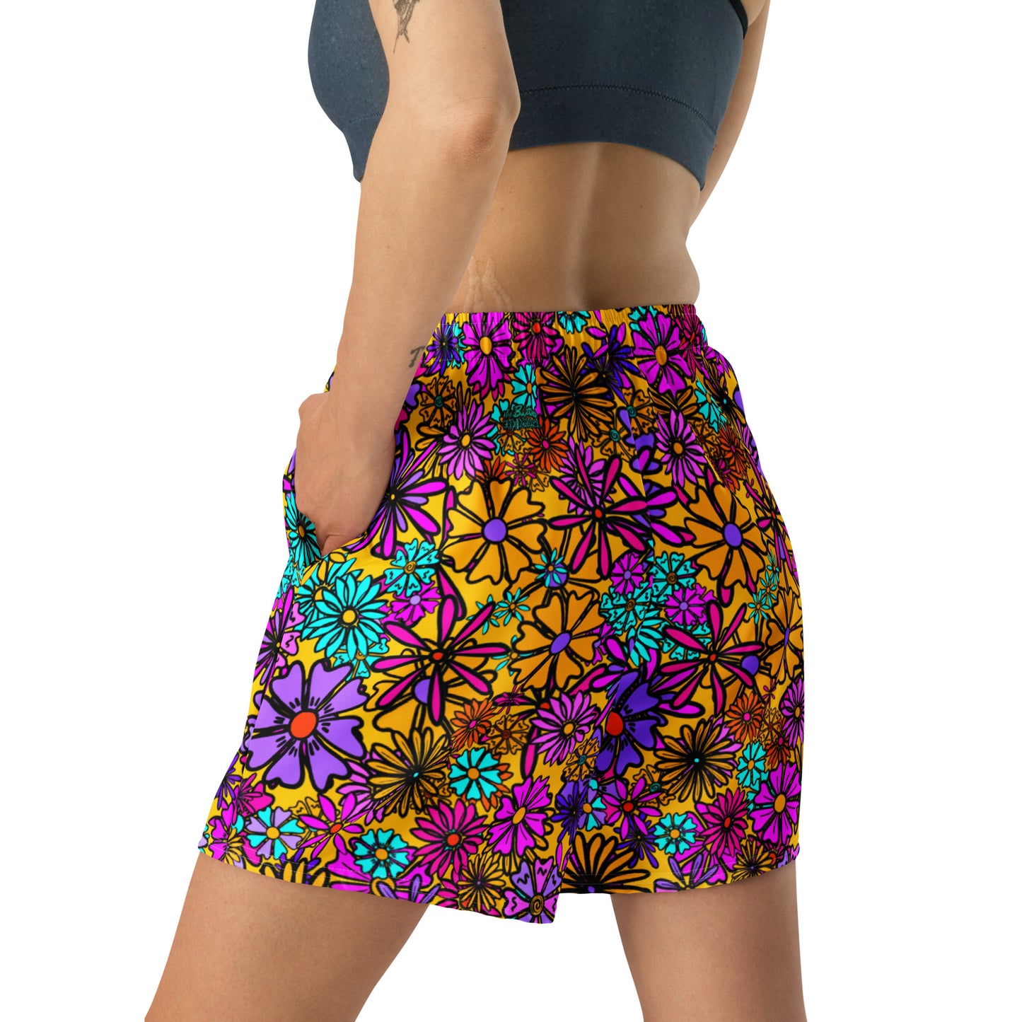 Forbidden Flower {ORANGE} All-Over Print Unisex Athletic Long Shorts [Sizes 2XS-6XL] [FREE SHIPPING]