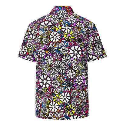 Forbidden Flower {White}  | All-Over Print Extra Pimpin' Loose Fit Unisex Button Up Shirt [Sizes 2XS-6X] - Moisture Wicking