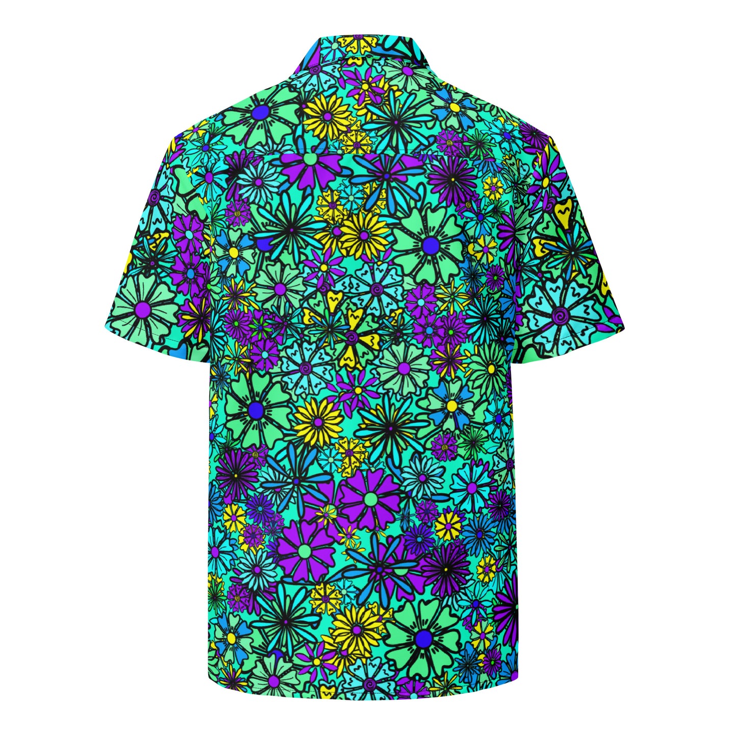 Forbidden Flower {Green} | All-Over Print Extra Pimpin' Loose Fit Unisex Button Up Shirt [Sizes 2XS-6X] - Moisture Wicking [FREE SHIPPING]