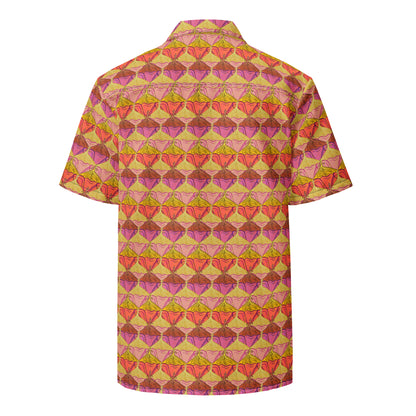 Sa Fluer {Sunset} | All-Over Print Extra Pimpin' Loose Fit Unisex Button Up Shirt [Sizes 2XS-6X] - Moisture Wicking [FREE SHIPPING]