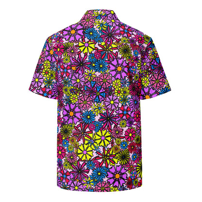 Forbidden Flower | All-Over Print Extra Pimpin' Loose Fit Unisex Button Up Shirt [Sizes 2XS-6X] - Moisture Wicking [FREE SHIPPING]