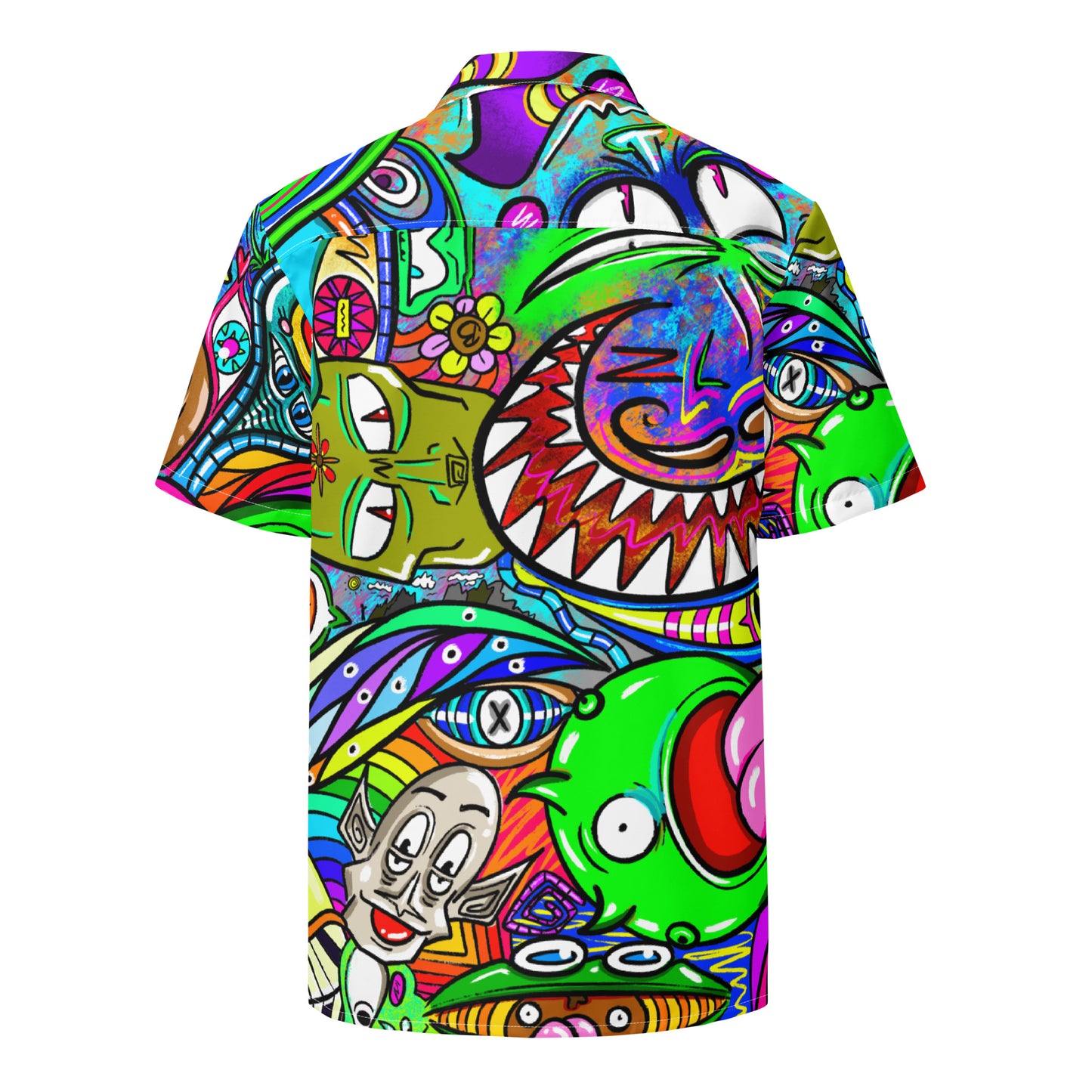 Psychedelia | All-Over Print Extra Pimpin' Loose Fit Unisex Button Up Shirt [Sizes 2XS-6X] - Moisture Wicking [FREE SHIPPING]