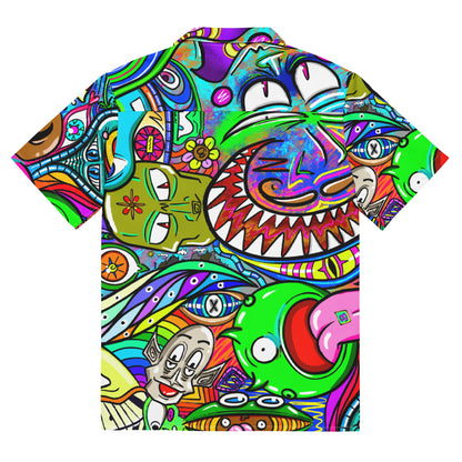 Psychedelia | All-Over Print Extra Pimpin' Loose Fit Unisex Button Up Shirt [Sizes 2XS-6X] - Moisture Wicking [FREE SHIPPING]