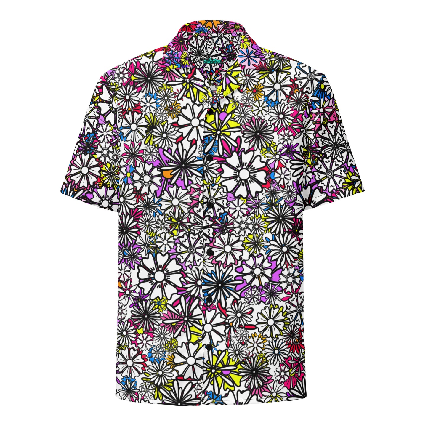 Forbidden Flower {White}  | All-Over Print Extra Pimpin' Loose Fit Unisex Button Up Shirt [Sizes 2XS-6X] - Moisture Wicking