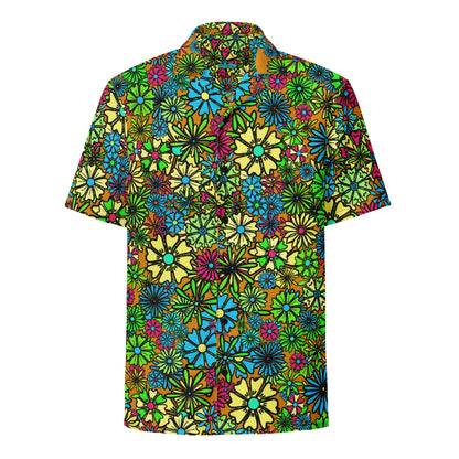 Forbidden Flower {AUTUMN} | All-Over Print Extra Pimpin' Loose Fit Unisex Button Up Shirt [Sizes 2XS-6X] - Moisture Wicking [FREE SHIPPING]