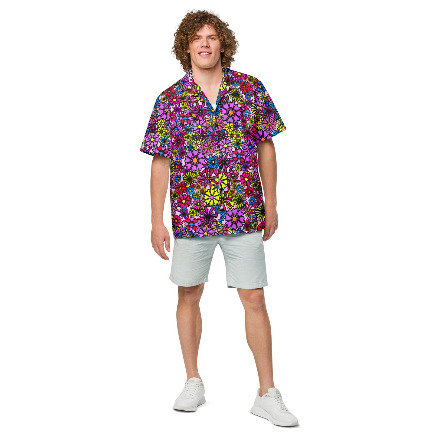 Forbidden Flower | All-Over Print Extra Pimpin' Loose Fit Unisex Button Up Shirt [Sizes 2XS-6X] - Moisture Wicking [FREE SHIPPING]