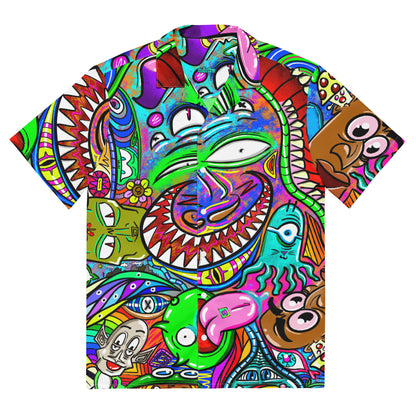 Psychedelia | All-Over Print Extra Pimpin' Loose Fit Unisex Button Up Shirt [Sizes 2XS-6X] - Moisture Wicking [FREE SHIPPING]