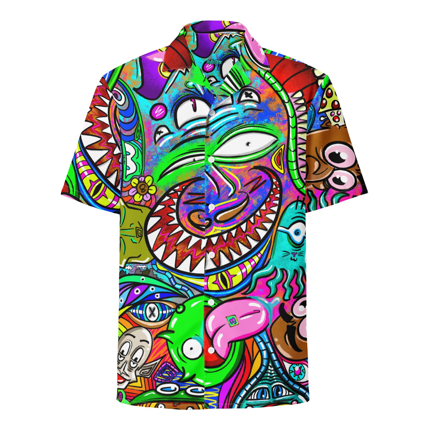 Psychedelia | All-Over Print Extra Pimpin' Loose Fit Unisex Button Up Shirt [Sizes 2XS-6X] - Moisture Wicking [FREE SHIPPING]