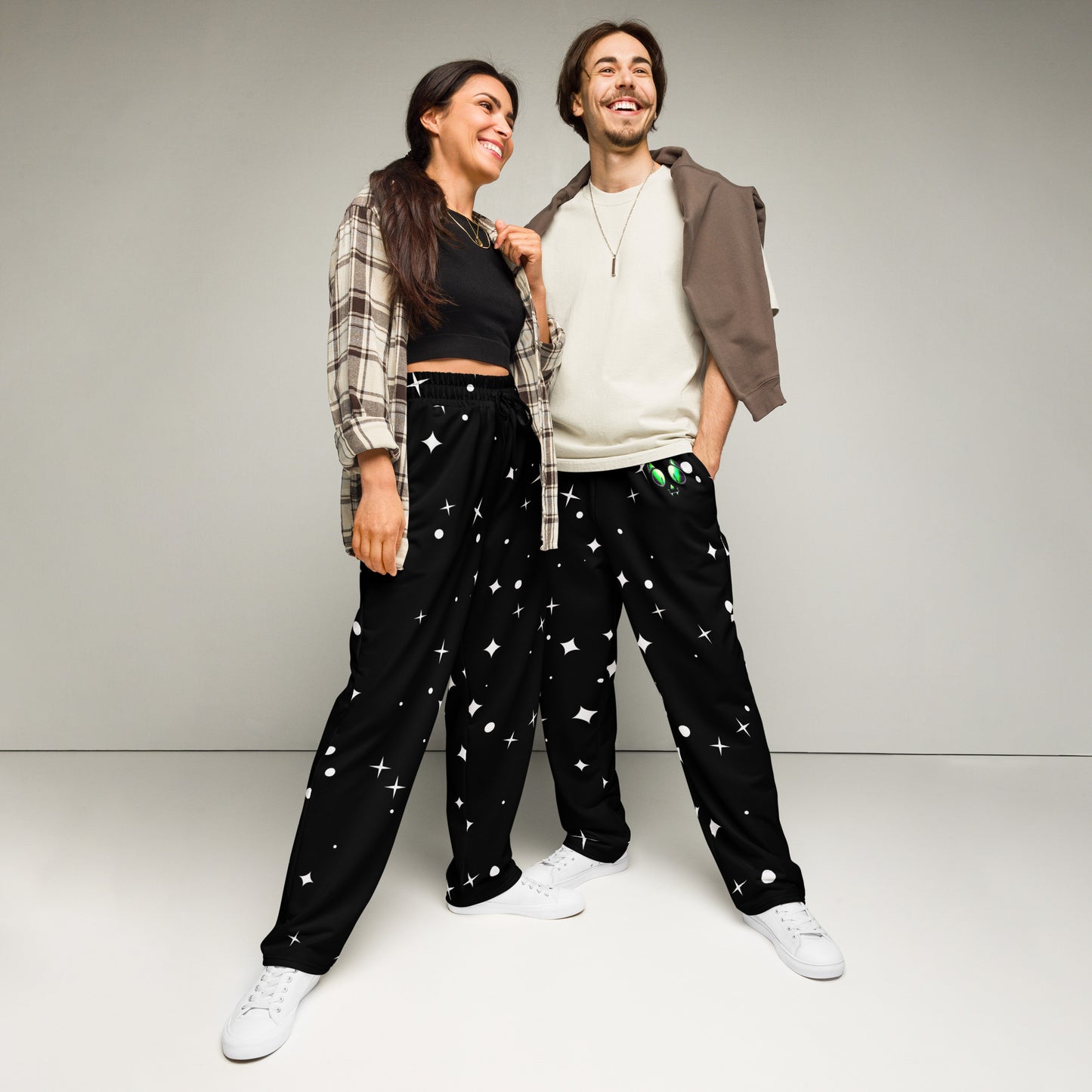 Skelecat {SPACE} Wide Leg Joggers (UNISEX) [Sizes 2XS-6XL] Wide Leg