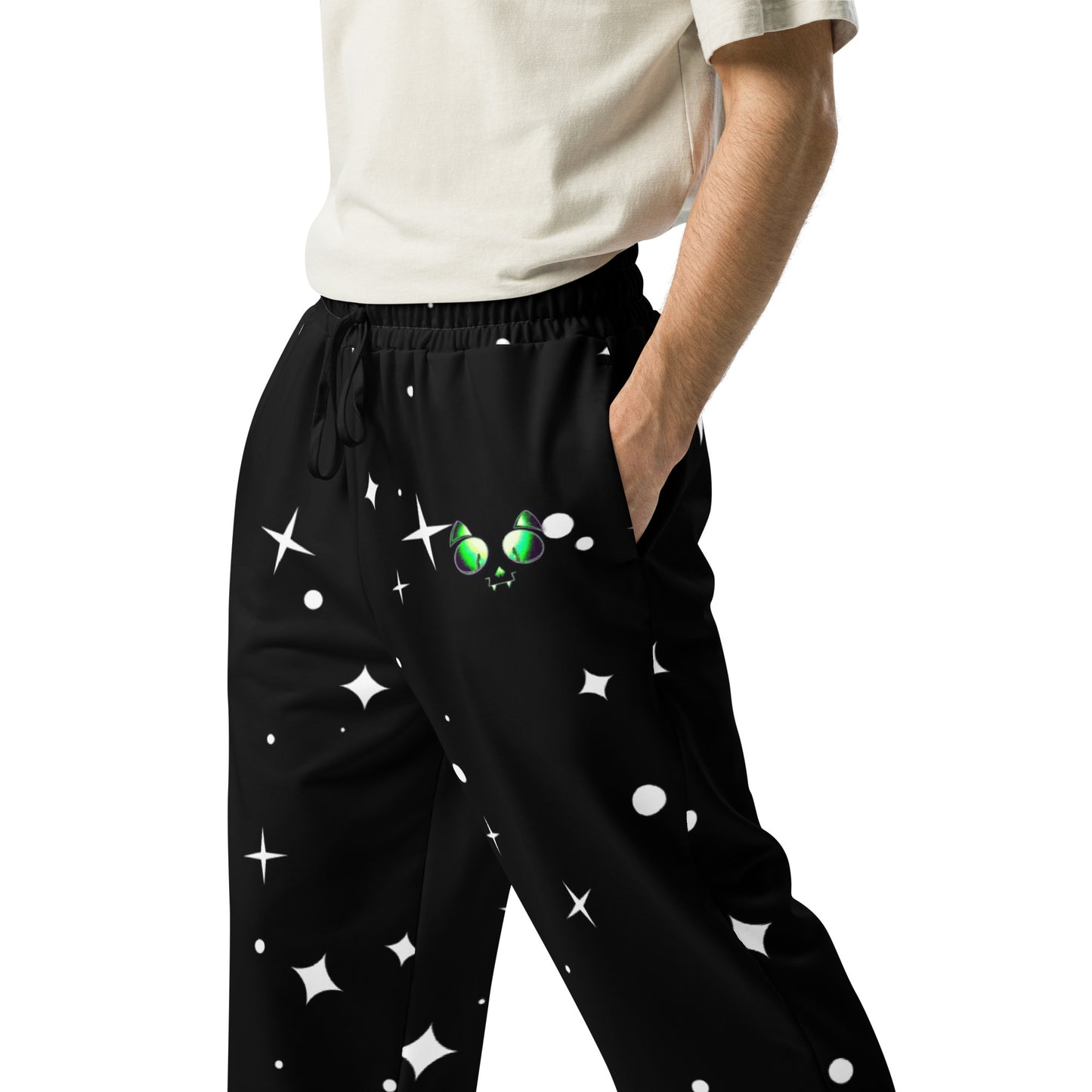 Skelecat {SPACE} Wide Leg Joggers (UNISEX) [Sizes 2XS-6XL] Wide Leg