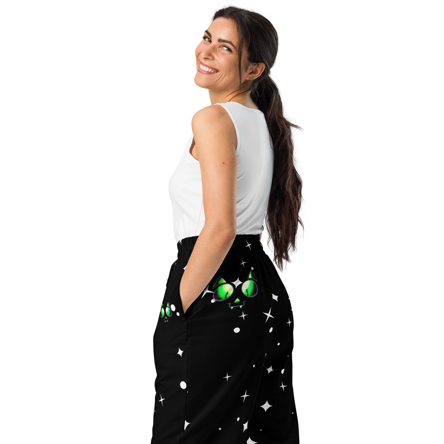 Skelecat {SPACE} Wide Leg Joggers (UNISEX) [Sizes 2XS-6XL] Wide Leg